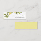 Carte De Visite Mini Site Web de Mariage jaune citron et feuille (Devant / Derrière)