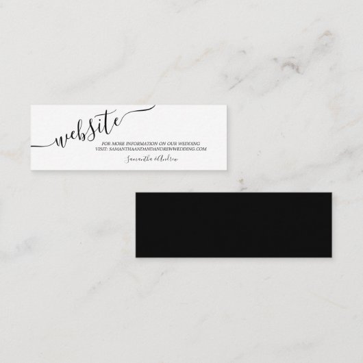 Carte De Visite Mini site Web décontracté blanc noir de mariage de (Devant / Derrière)