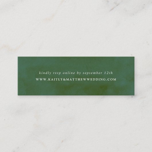 Carte De Visite Mini Site Web du Mariage d'aquarelle verte (Devant)