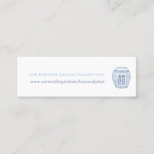 Carte De Visite Mini Site Web Mariage de poterie en bleu blanc chinois  (Devant)