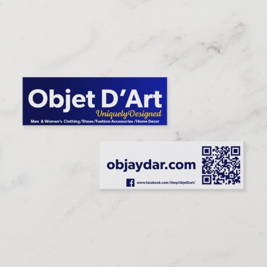 Carte De Visite Mini Site Web Objet D'Art (Devant / Derrière)