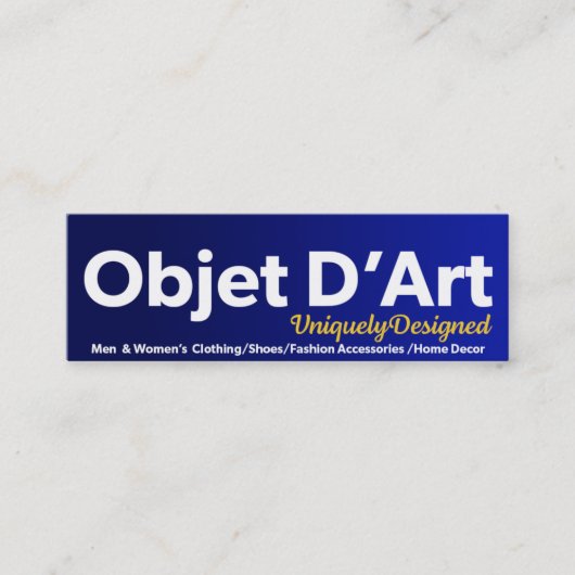Carte De Visite Mini Site Web Objet D'Art (Devant)