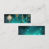 Carte De Visite Mini Skeleton Keys on Green Background (Devant / Derrière)