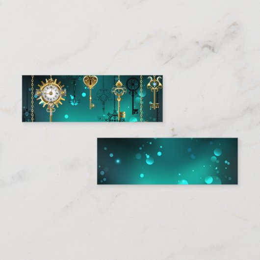 Carte De Visite Mini Skeleton Keys on Green Background (Devant / Derrière)