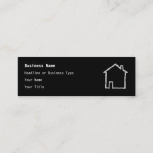 Carte De Visite Mini Sketch de la maison. Gris et Noir.