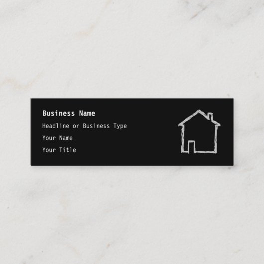 Carte De Visite Mini Sketch de la maison. Gris et Noir. (Devant)