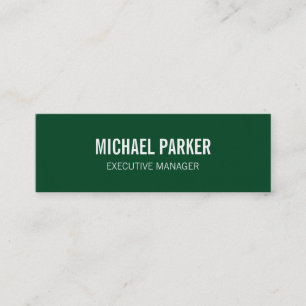 Carte De Visite Mini Skinny Forest Green Bold Texte élégant professionn