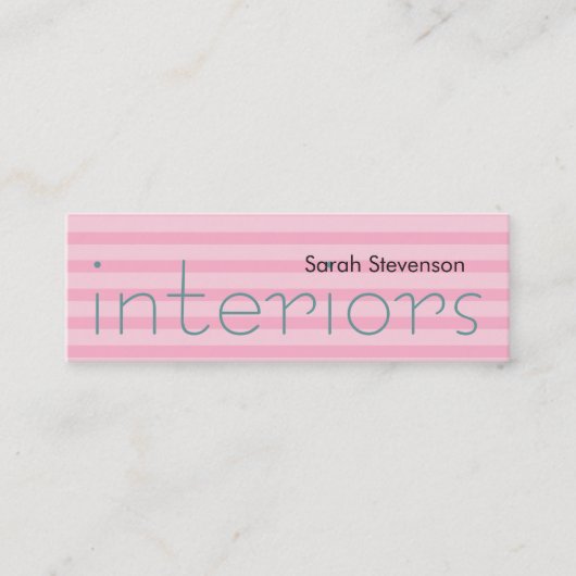 Carte De Visite Mini Skinny Pink Stripes Designer d'intérieur (Devant)