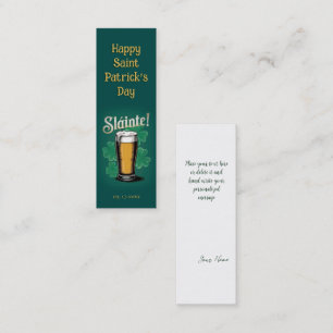 Carte De Visite Mini Slàinte ! Saint Patrick's Day Pint of Beer on Gree