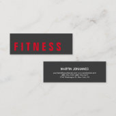 Carte De Visite Mini Slim Grey Red Unique Personal Trainer (Devant / Derrière)