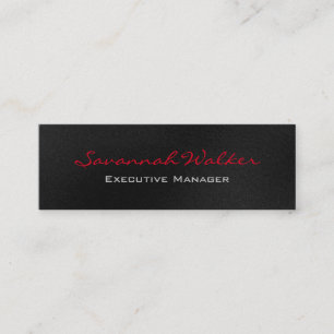Carte De Visite Mini Slim Grise Rouge Script Professionnel Moderne Tend
