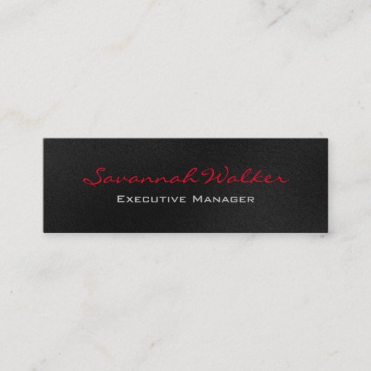 Carte De Visite Mini Slim Grise Rouge Script Professionnel Moderne Tend (Devant)