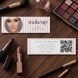 Carte De Visite Mini Slim Stripes Beauty Professional MUA Photo Qr