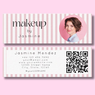 Carte De Visite Mini Slim Stripes Beauty Professional MUA Photo Qr