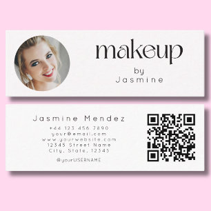 Carte De Visite Mini Slim White Clean Beauty Professional MUA Photo Qr