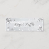 Carte De Visite Mini Snowflakes Silver Grey Baby shower Diaper Raffin (Devant)