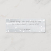 Carte De Visite Mini Snowflakes Silver Grey Baby shower Diaper Raffin (Dos)