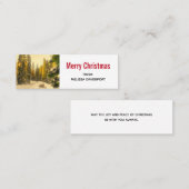 Carte De Visite Mini Snowy Winter Path with Pine Trees Noël (Devant / Derrière)