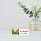 Carte De Visite Mini Snowy Winter Path with Pine Trees Noël (Debout devant)