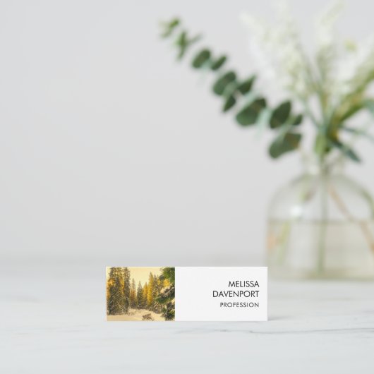 Carte De Visite Mini Snowy Winter Path with Pine Trees Photo (Debout devant)