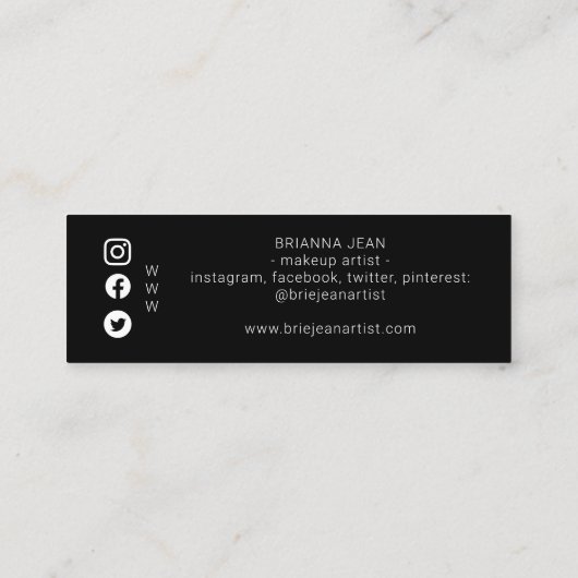 Carte De Visite Mini Social Media-All & Website Parties scintillant ros (Dos)