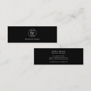 Carte De Visite Mini Société de logo personnalisé Nom Noir Luxe Minimal