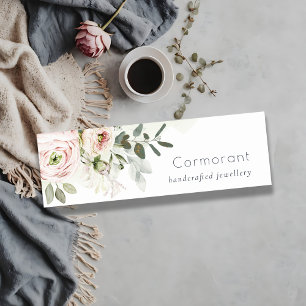 Carte De Visite Mini Soft Chic Blush Pink Peony Feuilleté Botanique Flo