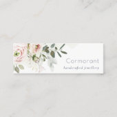 Carte De Visite Mini Soft Chic Blush Pink Peony Feuilleté Botanique Flo (Devant)