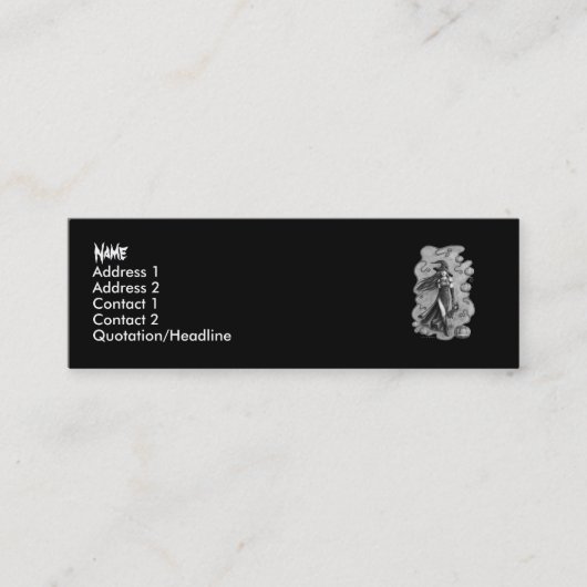 Carte De Visite Mini Sorcière et poupée Halloween (Devant)