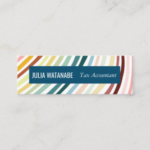 Carte De Visite Mini Stripes minimalistes arc-en-ciel faites main