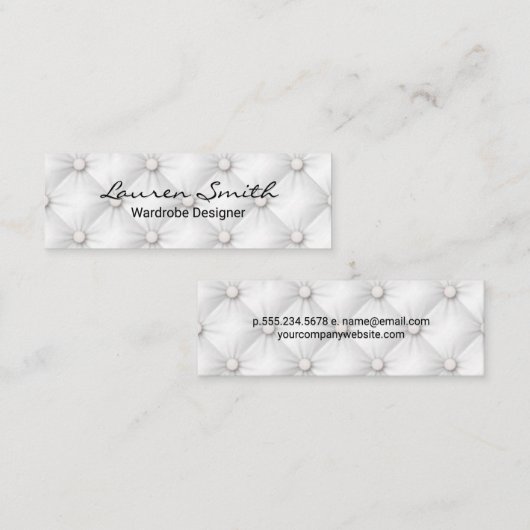 Carte De Visite Mini Structure capitonnée blanche (Devant / Derrière)