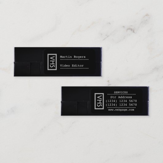 Carte De Visite Mini Style drôle de sembler de faux de VHS (Devant / Derrière)