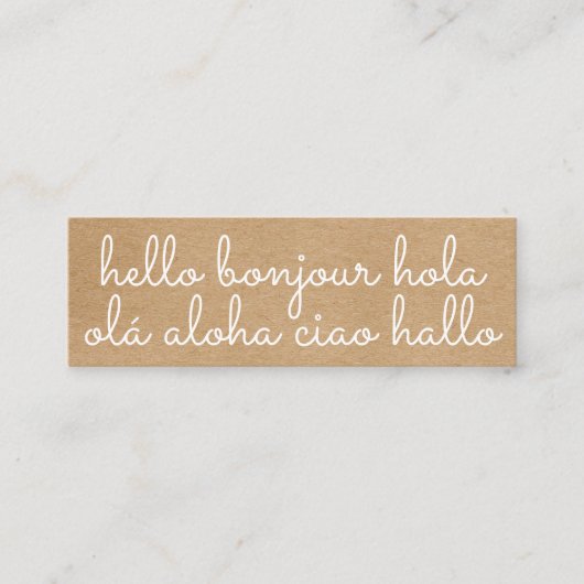 Carte De Visite Mini Style international Hello Rustic Kraft (Devant)