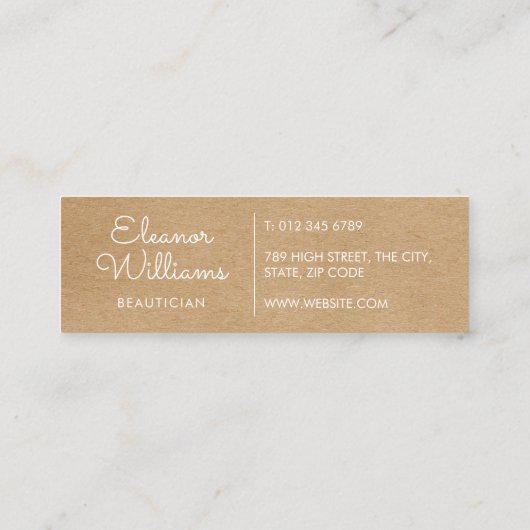 Carte De Visite Mini Style international Hello Rustic Kraft (Dos)