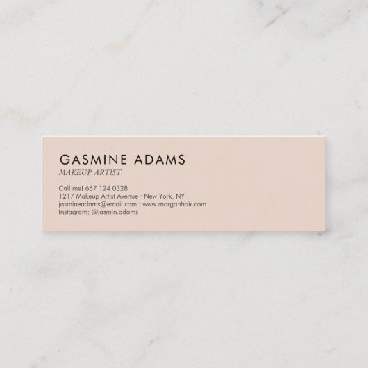 Carte De Visite Mini Style moderne Noir et crème Beige Script Décontrac (Dos)