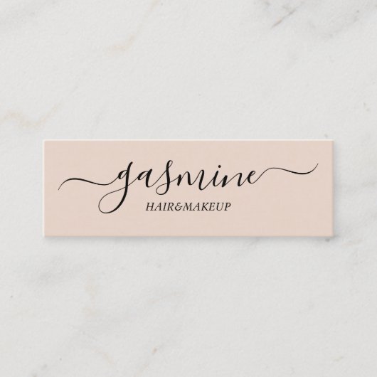 Carte De Visite Mini Style moderne Noir et crème Beige Script Décontrac (Devant)