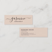 Carte De Visite Mini Style moderne Noir et crème Beige Script Décontrac (Devant / Derrière)