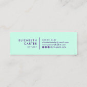 Carte De Visite Mini Style moderne pastel menthe élégant bloc de couleu (Dos)