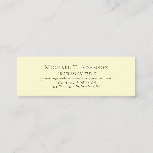 Carte De Visite Mini Style Rétro Élégant Simple Tons Crème (Devant)