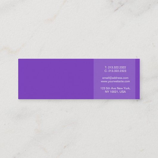 Carte De Visite Mini Style Violet Moderne Professionnel Créatif Chic (Dos)