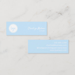 CARTE DE VISITE MINI STYLISÉ SIMPLE SCRIPT ÉCRIT À LA MAIN LOGO BLEU MI