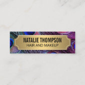 Carte De Visite Mini Stylish Peacock Feathers Gold Metallic Frame (Devant)