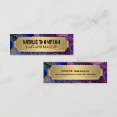 Carte De Visite Mini Stylish Peacock Feathers Gold Metallic Frame (Devant / Derrière)