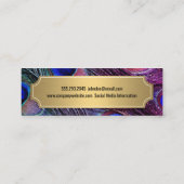 Carte De Visite Mini Stylish Peacock Feathers Gold Metallic Frame (Dos)