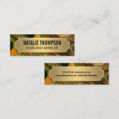 Carte De Visite Mini Stylish Peacock Feathers Gold Metallic Frame (Devant / Derrière)