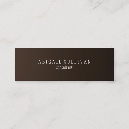 Carte De Visite Mini Stylish Sepia Brown Plain propre mince (Devant)