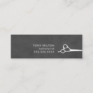 Carte De Visite Mini Styliste en coiffure blanc gris-foncé minimaliste
