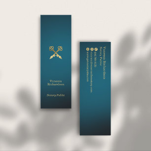 Carte De Visite Mini Stylos Bleu & Or Luxe Notaire Public