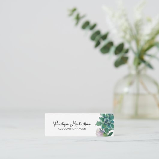 Carte De Visite Mini Succulent botanique avec un joli script (Debout devant)