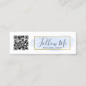 Carte De Visite Mini Suivez-moi Aquarelle Bleue Lumière et Influence Or (Devant)
